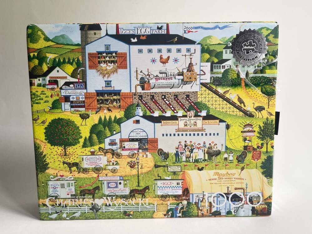 Buffalo Games Charles Wysocki Iggy's Egg Farm 1000 Piece Jigsaw Puzzle Silver Se